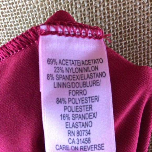 BCBGMaxAzria Red V-Neck Ruched Stretch Dress Sz M - Picture 6 of 7